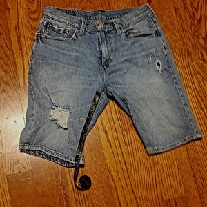 Men's Levi's 502 denim destroyed shorts